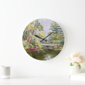 Rotes Boot Aquarell Fischen Uhr Wall-See (Zuhause)