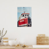 Rotes Boot Küsten-Aquarell Poster (Küche)