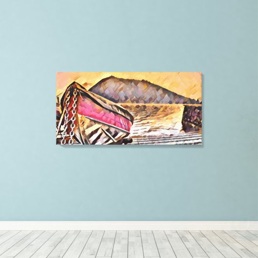 Rotes Boot Leinwanddruck (Insitu (Holzboden))