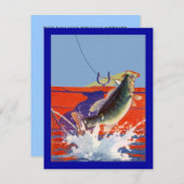 ROTES BOOT MIT FISH AUF ~ RETIREMENT PARTY EINLADU EINLADUNG (Vorne/Hinten)