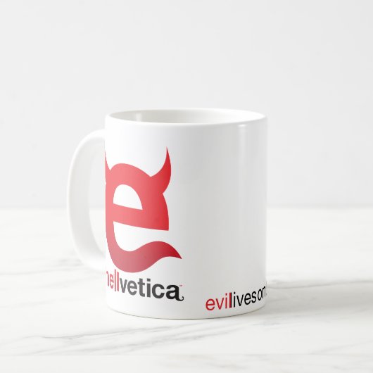 Rotes Böse „e“ – Klassischer Kaffeebecher Kaffeetasse (Vorderseite Links)