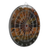 Rotes braunes Pferd, Herbstwald. Dartscheibe (Vorderseite Links)