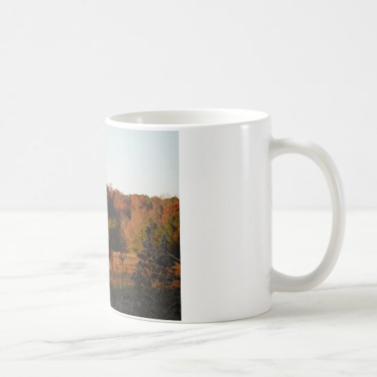 Rotes braunes Pferd, Herbstwald. Kaffeetasse (Rechts)