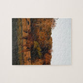 Rotes braunes Pferd, Herbstwald. Puzzle (Horizontal)