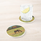 Rotes Braunes Pferd im Herbst Getränkeuntersetzer (Seite)