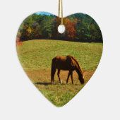 Rotes Braunes Pferd im Herbst Keramik Ornament (Rechts)
