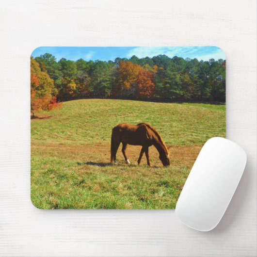 Rotes Braunes Pferd im Herbst Mousepad (Mit Mouse)