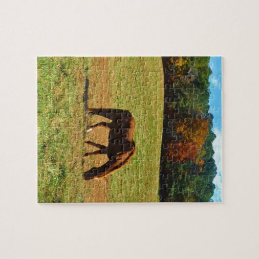 Rotes Braunes Pferd im Herbst Puzzle (Horizontal)