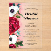 Rotes Brautparty Acryleinladungen (Vorderseite)