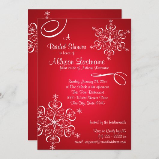 Rotes Brautparty Einladung (Vorne/Hinten)