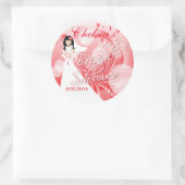 Rotes Brautparty in Weiß Runder Aufkleber (Tasche)