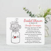 Rotes Brautparty Mason Jar Blume Einladung (Stehend Vorderseite)