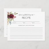 Rotes Brautparty mit Wasserfarbe Rezept Karte (Vorne/Hinten)