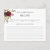 Rotes Brautparty mit Wasserfarbe Rezept Karte (Vorderseite)