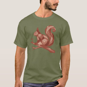 Rotes Brown-Eichhörnchen auf einer Zweigwaldschnei T-Shirt
