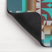 Rotes Brown Türkis Aquamarin Tribal Mosaik Art Mus Mousepad (Ecke)