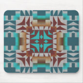 Rotes Brown Türkis Aquamarin Tribal Mosaik Art Mus Mousepad (Vorne)