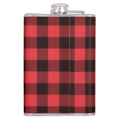 Rotes Buffalo Kariert Monogramm Flachmann (Rückseite)