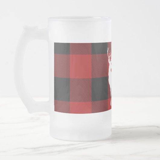 Rotes Buffalo Kariert & Weißes Hirsch Mattglas Bierglas (Links)