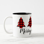 Rotes Buffalo Karierte Bäume Ihren Text Zweifarbige Tasse (Links)