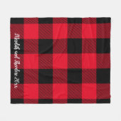 Rotes Buffalo-Karierte Monogramm-Namen Fleecedecke (Vorderseite (Horizontal))