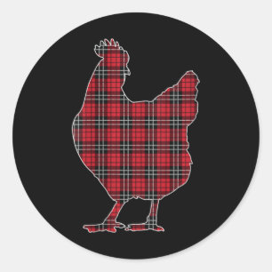Rotes Buffalo Kariertes Hühnerfleisch - Familie C Runder Aufkleber