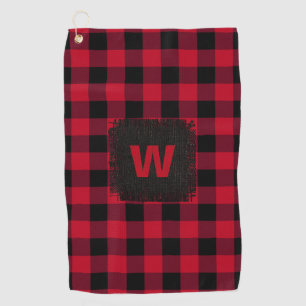 Rotes Buffalo-Kariertes Monogramm Golfhandtuch