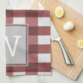 Rotes Buffalo Kariertes Monogramm Handtuch (Viertel Falte)