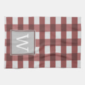 Rotes Buffalo Kariertes Monogramm Handtuch (Horizontal)