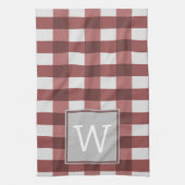Rotes Buffalo Kariertes Monogramm Handtuch (Vertikal)