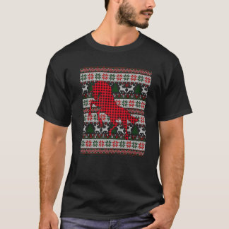 Rotes Buffalo Kariertes Pferd Liebhaber Ugly Xmas  T-Shirt