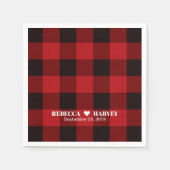 Rotes Buffalo kariertes rustikales Party Serviette (Vorderseite)