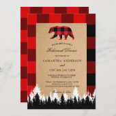 Rotes Buffalo Kariertes Vintages Kunsthandwerk Ein Einladung (Vorne/Hinten)