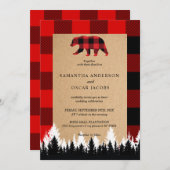 Rotes Buffalo Kariertes Vintages Kunsthandwerk Ein Einladung (Vorne/Hinten)