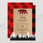 Rotes Buffalo Kariertes Vintages Kunsthandwerk Ein Einladung (Vorne/Hinten)