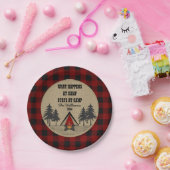 Rotes Buffalo Karo Camp Camping Party Name Pappteller (Party)