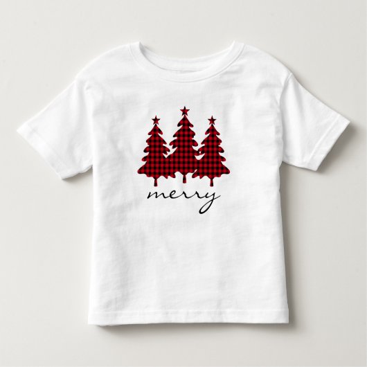Rotes Buffalo Karo Pine Trees Kleinkind T-shirt (Vorderseite)