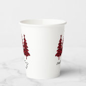 Rotes Buffalo Karo Pine Trees Pappbecher (Links)