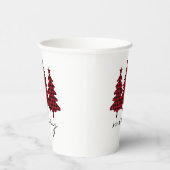 Rotes Buffalo Karo Pine Trees Pappbecher (Rechts)