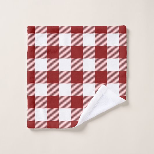 Rotes Buffalo-Karo und Arrow-Arrow-Monogramm Badhandtuch Set (Waschlappen)