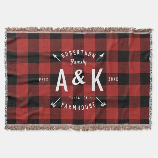 Rotes Buffalo-Karo und Arrow-Arrow-Monogramm Decke (Vorderseite)