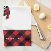 Rotes Buffalo-Monogramm aus Rustikal-Rentier-Rot-B Geschirrtuch (Viertel Falte)