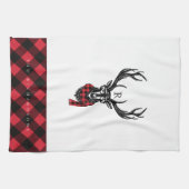 Rotes Buffalo-Monogramm aus Rustikal-Rentier-Rot-B Geschirrtuch (Horizontal)