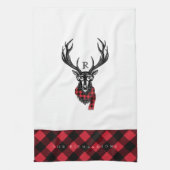 Rotes Buffalo-Monogramm aus Rustikal-Rentier-Rot-B Geschirrtuch (Vertikal)