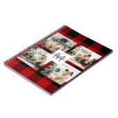 Rotes Büffel-Karo & Collage-Foto mit Initialen Notizblock (Linke Seite)