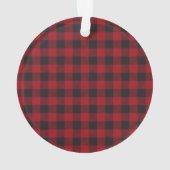 Rotes Büffel-Karo-Familie Unser erstes Weihnachten Ornament (Rückseite)