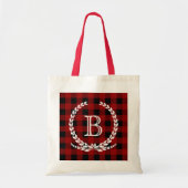 Rotes Büffel-Karo-Gingham-Monogramm Tragetasche (Vorne)