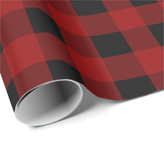Rotes Büffel-Karo-Gingham-Muster Geschenkpapier (Rolleneckpunkt)