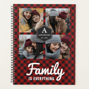 Rotes Büffel-Karo-Lumberjack-Familienfoto-Collage Planer