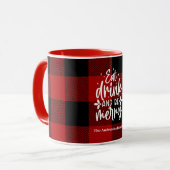 Rotes Büffel-Karo-Muster "Essen, Trinken & Fröhlic Tasse (Vorderseite Links)